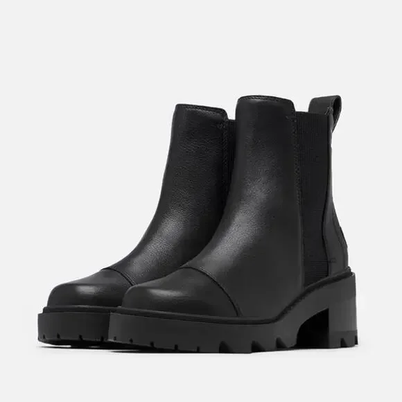 Sorel Womens Joan Now Chelsea Boot US 8.5 EU 39.5 Black Leather Waterproof NIB - Picture 1 of 11